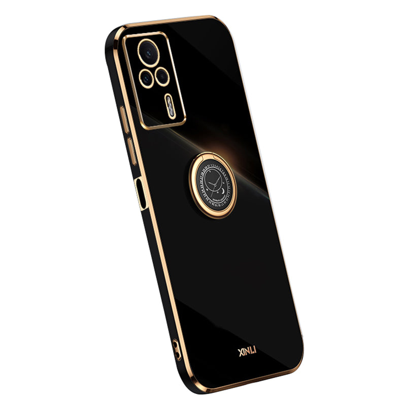 XINLI For Xiaomi Redmi K60E 5G Kickstand TPU Phone Case Ring Holder Phone Cover with Electroplating Golden Edge XINLI For Xiaomi Redmi K60E 5G Kickstand TPU Phone Case Ring Holder Phone Cover with Electroplating Golden Edge